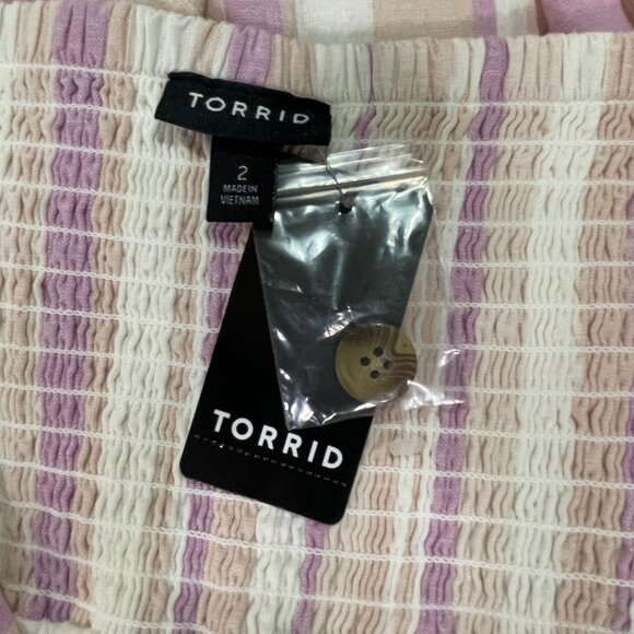 (NWT) TORRID #12716123 Stripe Midi Sundress, Linen/Cotton, Pink/Ivory Multi - 2X - Picture 11 of 13